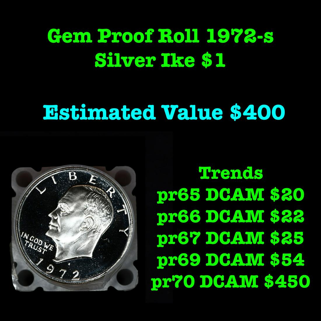 Full Roll Proof 1972-s Silver Eisenhower 'Ike' Dollars. 20 Coins total. (1 of 2)