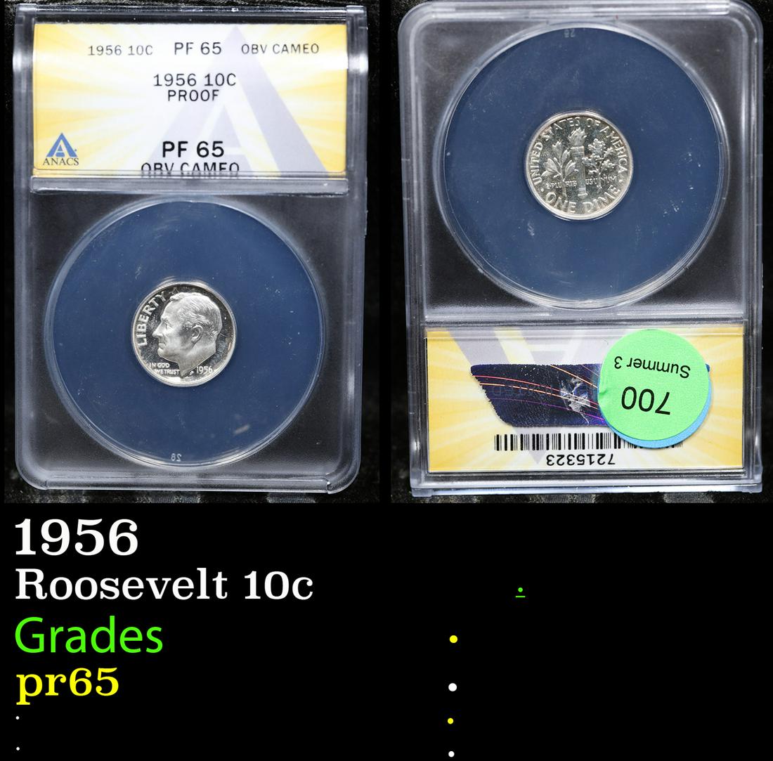 Proof ANACS 1956 Roosevelt Dime 10c Graded pr65 By ANACS (1 of 3)