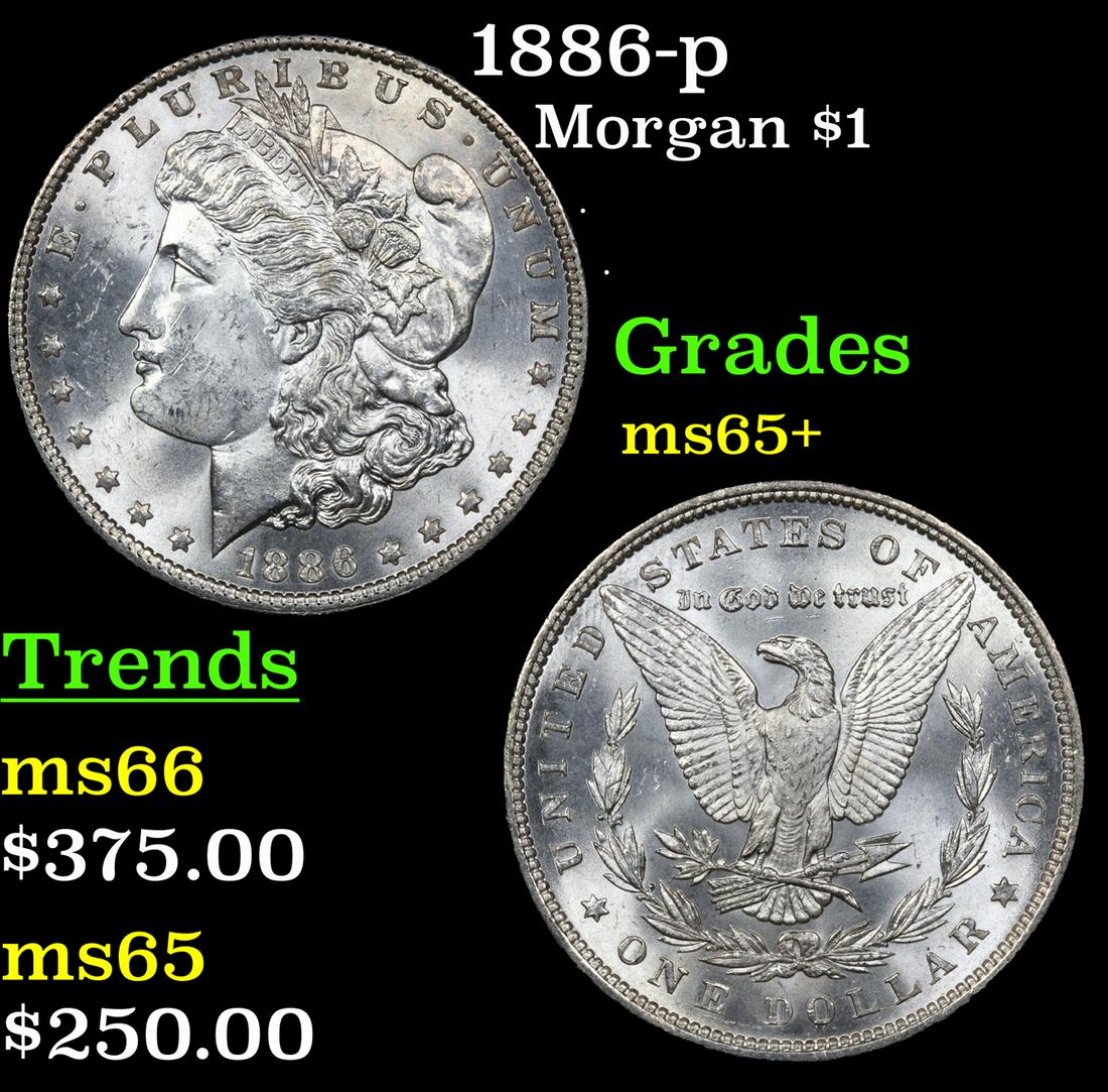 1886-p Morgan Dollar $1 Grades GEM+ Unc (1 of 3)