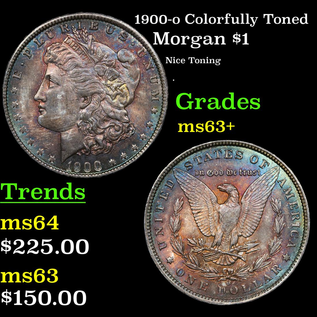 1900-o Morgan Dollar Colorfully Toned $1 Grades Select+ Unc (1 of 3)