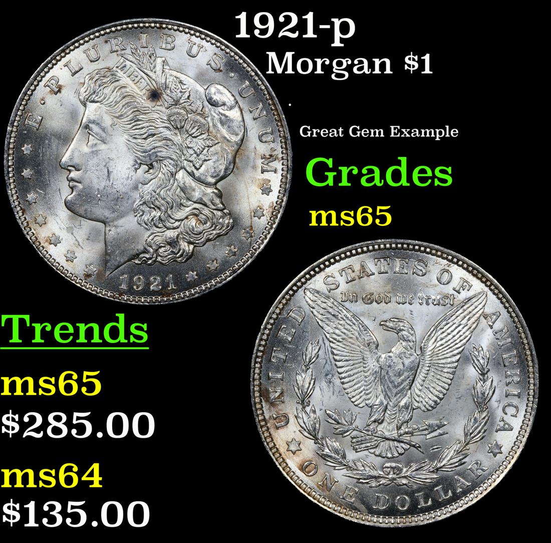 1921-p Morgan Dollar $1 Grades GEM Unc (1 of 3)