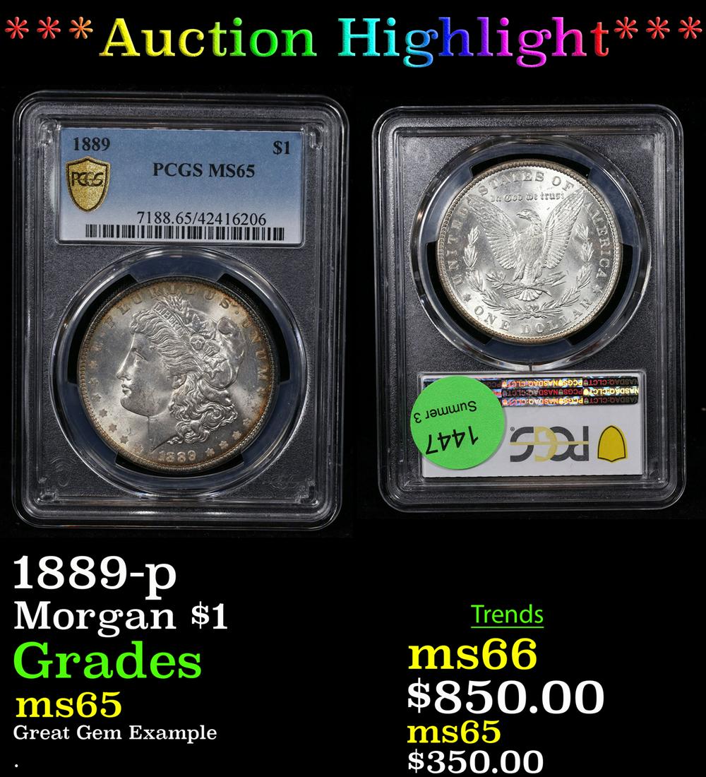***Auction Highlight*** PCGS 1889-p Morgan Dollar $1 Graded ms65 By PCGS (fc) (1 of 3)