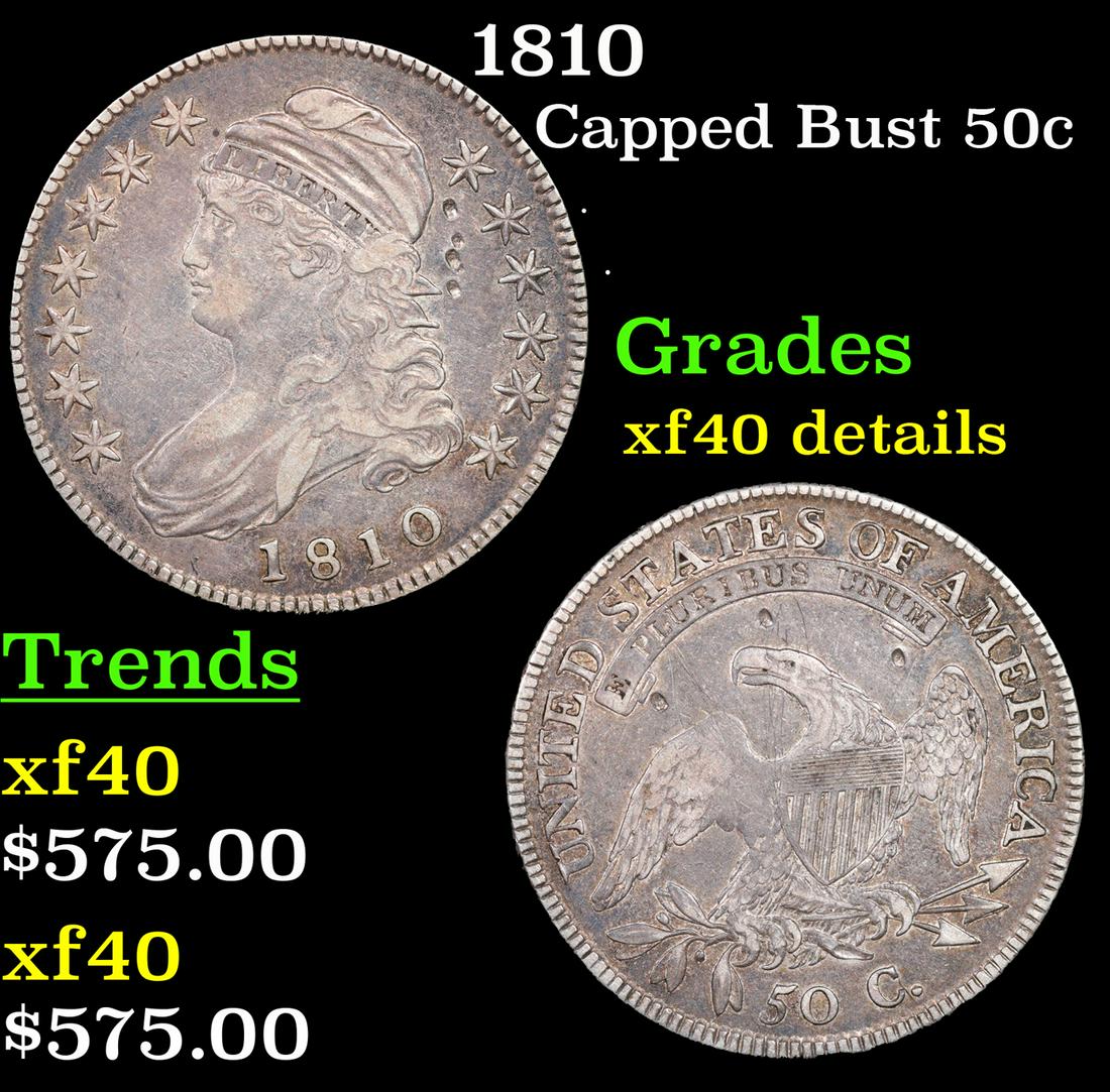 1810 Capped Bust Half Dollar 50c Graded xf40 details By SEGS (1 of 5)