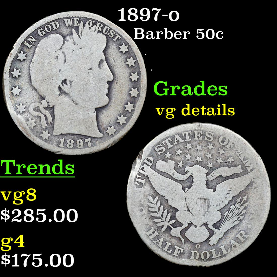 1897-o Barber Half Dollars 50c Grades vg details (1 of 3)