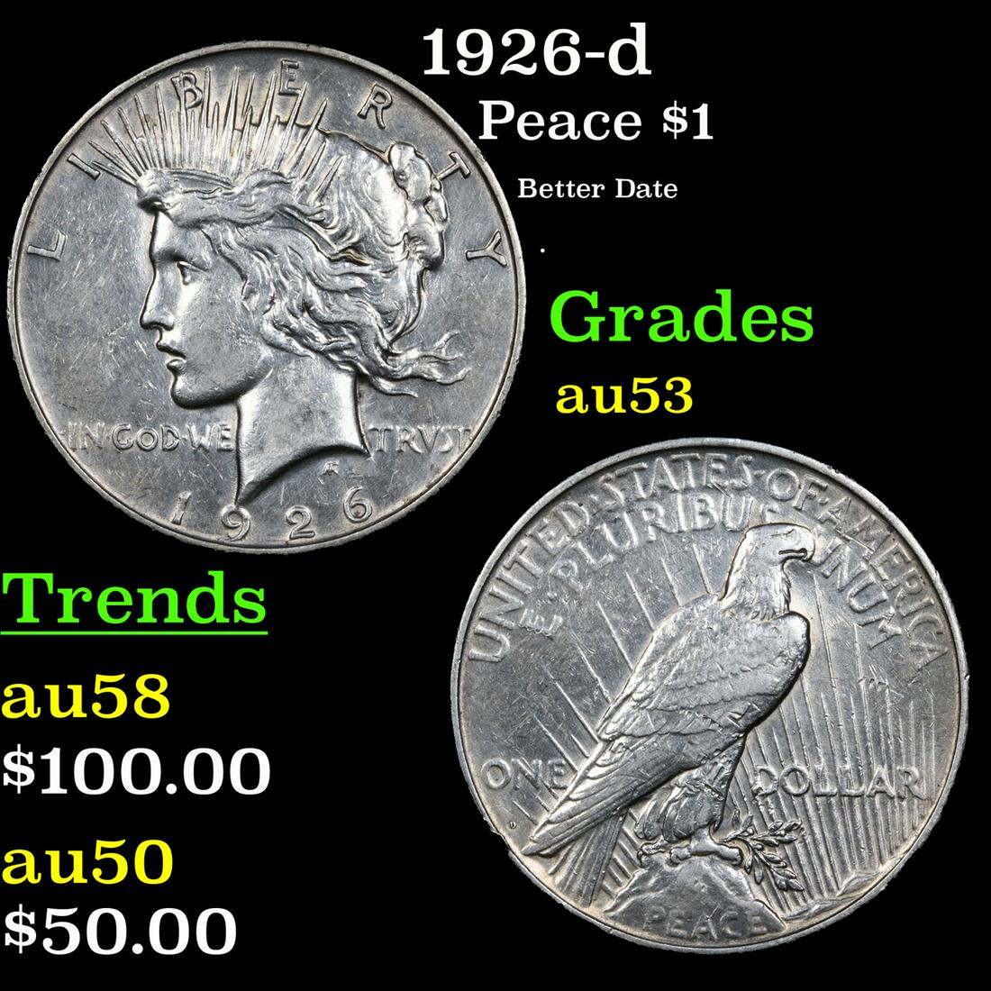 1926-d Peace Dollar $1 Grades Select AU (1 of 3)