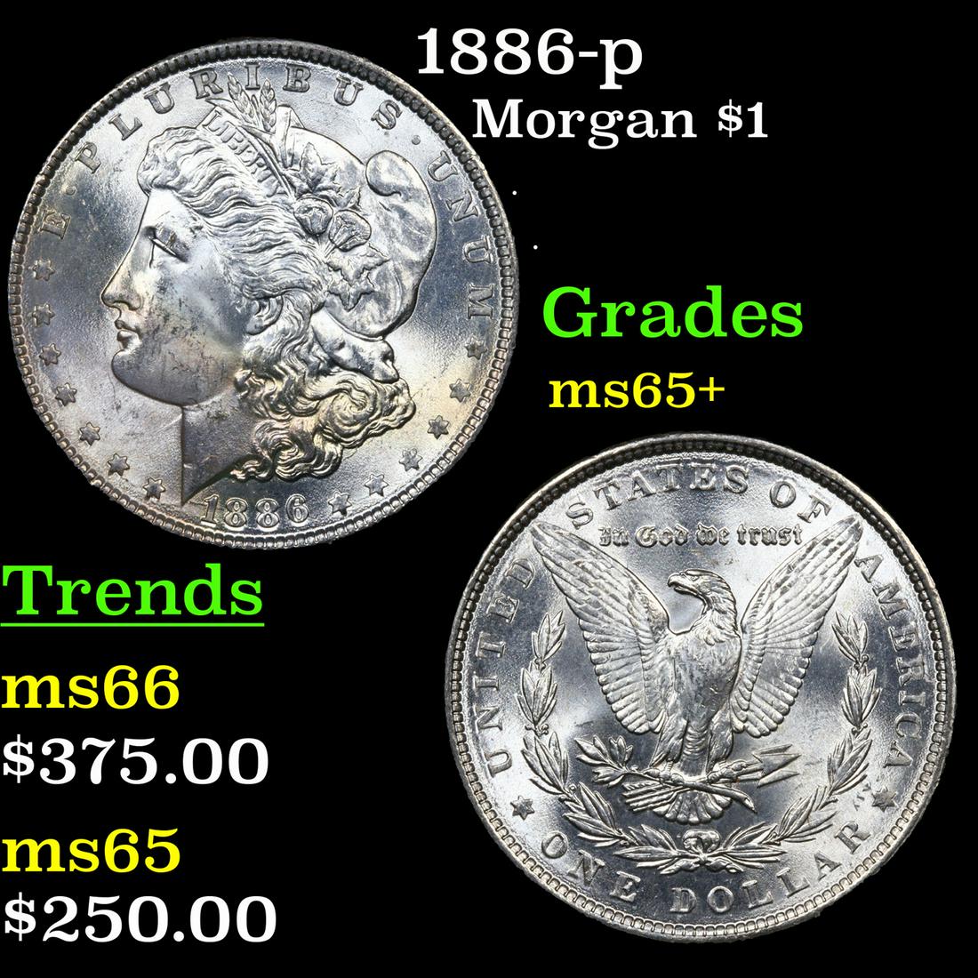 1886-p Morgan Dollar $1 Grades GEM+ Unc (1 of 3)