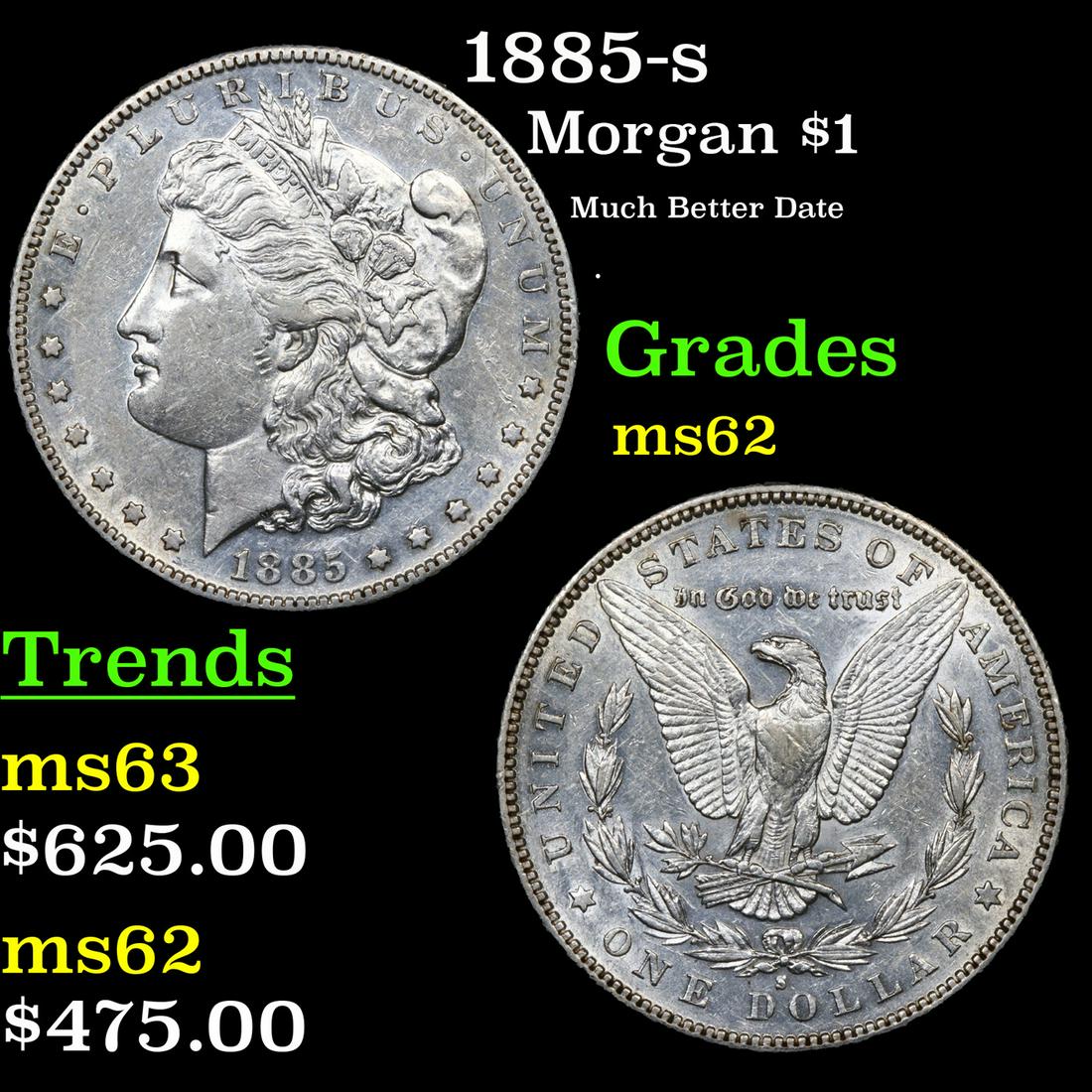 1885-s Morgan Dollar $1 Grades Select Unc (1 of 3)
