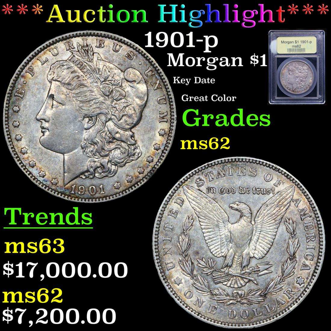 ***Auction Highlight*** 1901-p Morgan Dollar $1 Graded Select Unc By USCG (fc) (1 of 5)