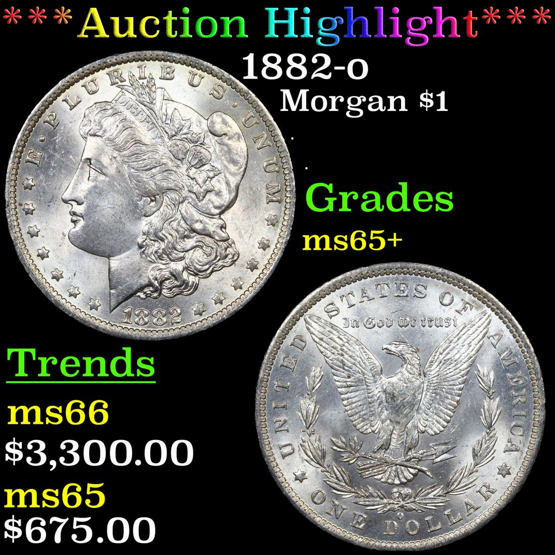 ***Auction Highlight*** 1882-o Morgan Dollar $1 Graded ms65+ By SEGS (fc) (1 of 5)