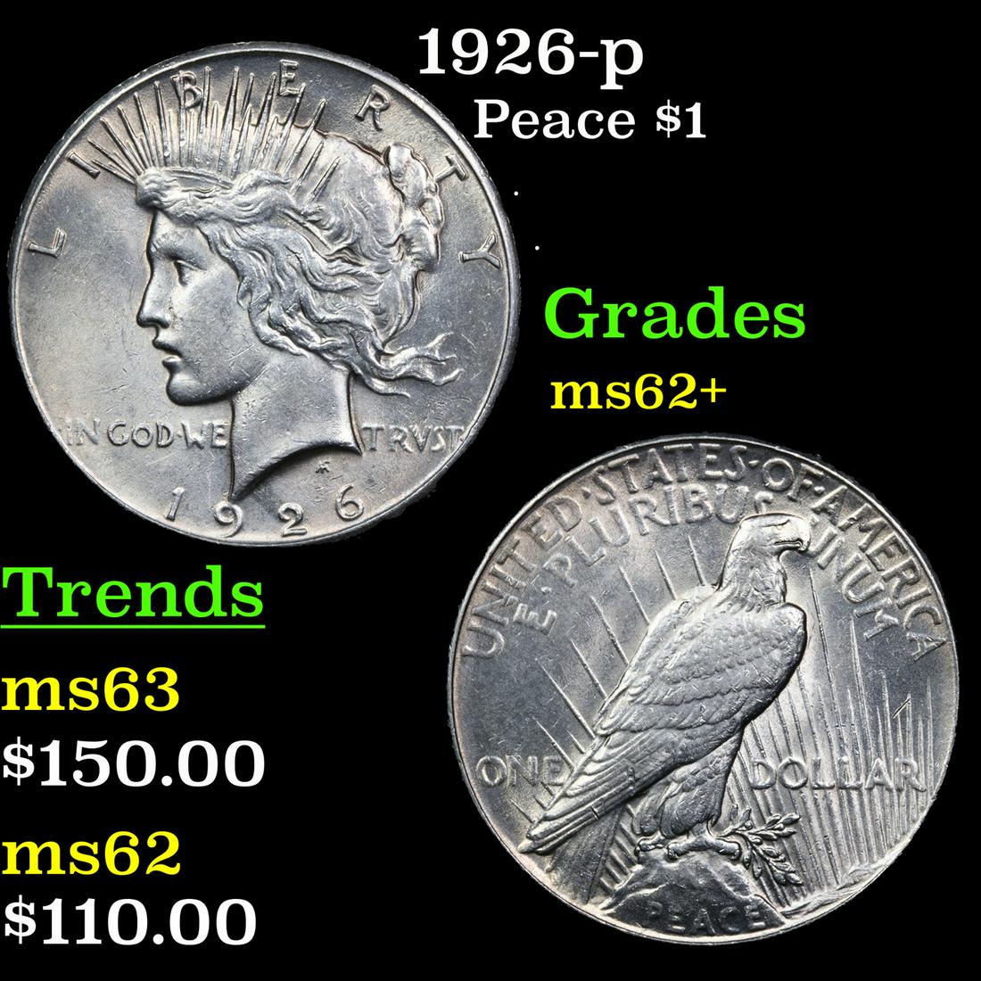 1926-p Peace Dollar $1 Grades Select Unc (1 of 3)