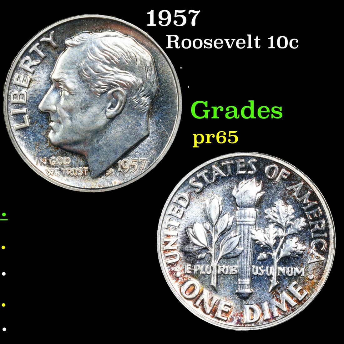 Proof 1957 Roosevelt Dime 10c Grades GEM Proof (1 of 3)