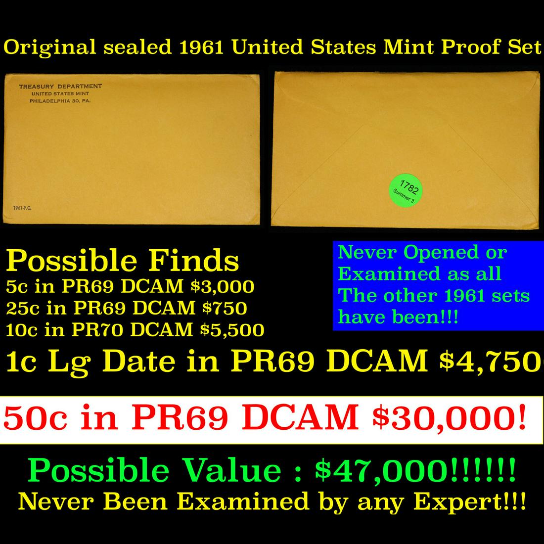 Original sealed 1961 United States Mint Proof Set (1 of 3)