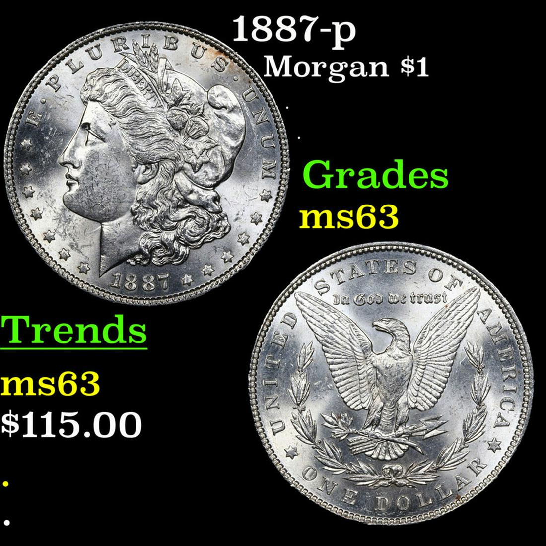 1887-p Morgan Dollar 1 Grades Select Unc (1 of 3)
