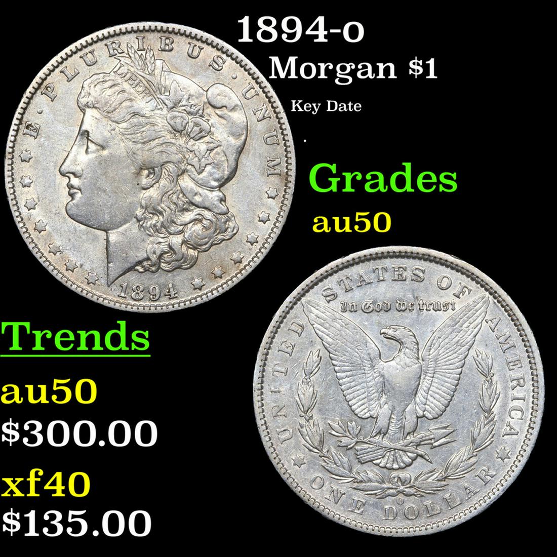 1894-o Morgan Dollar 1 Grades AU, Almost Unc (1 of 3)