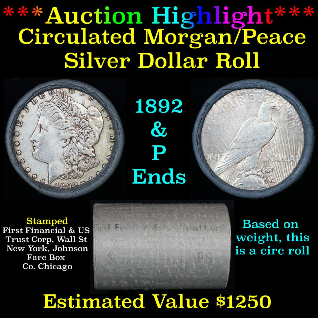 ***Auction Highlight***  First Financial Shotgun 1892 & 'P' Ends Mixed Morgan/Peace Silver dollar (1 of 4)