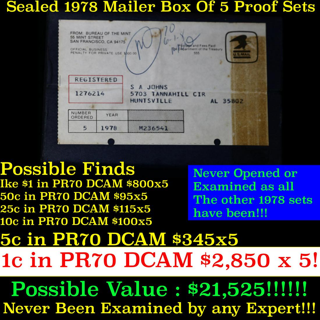 Original sealed box 5- 1978 United States Mint Proof Sets (1 of 2)