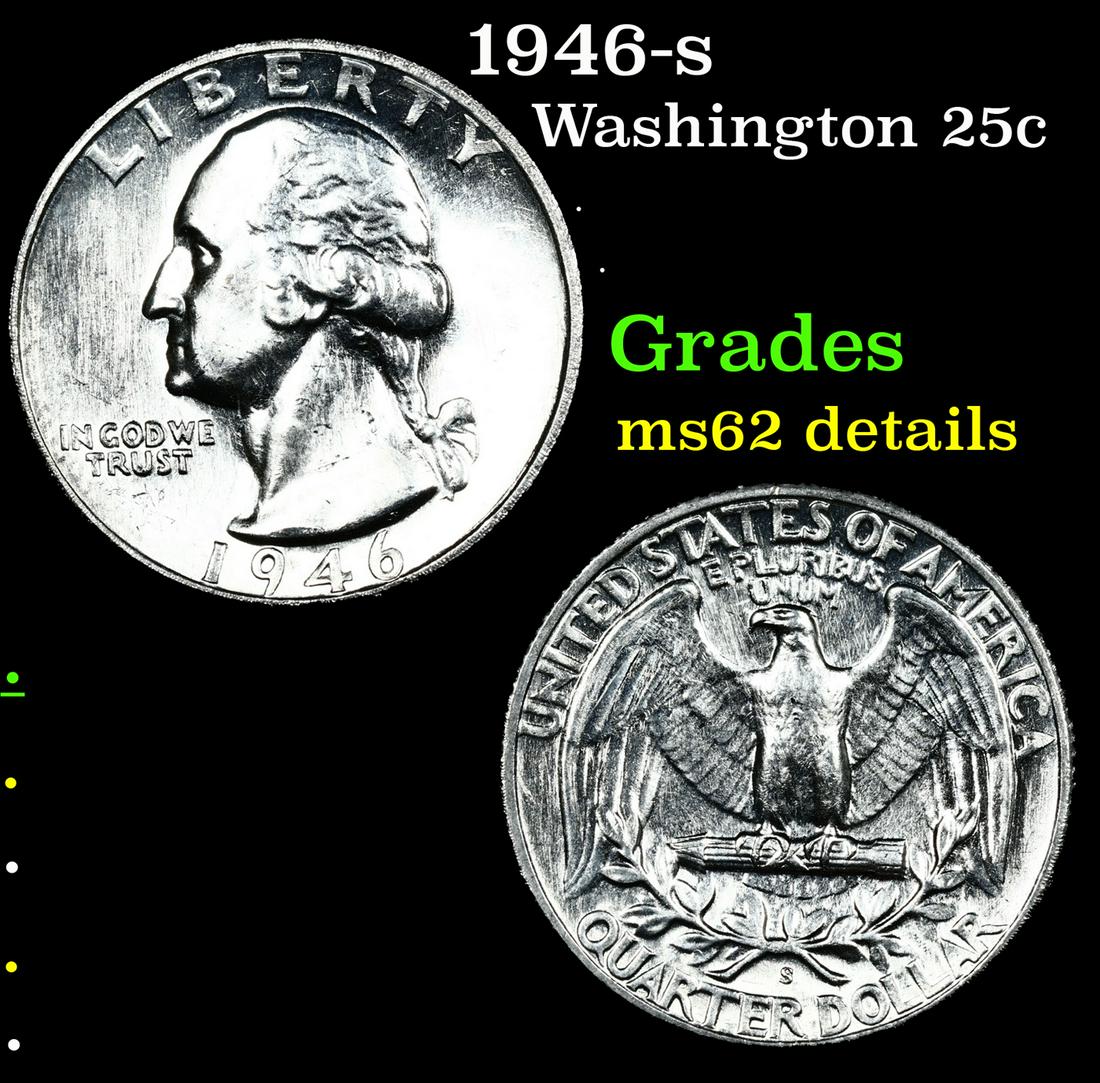 1946-s Washington Quarter 25c Grades Unc Details (1 of 3)