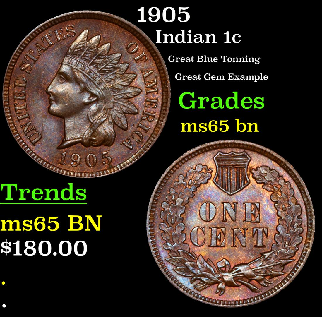 1905 Indian Cent 1c Graded ms65 bn By SEGS (1 of 5)
