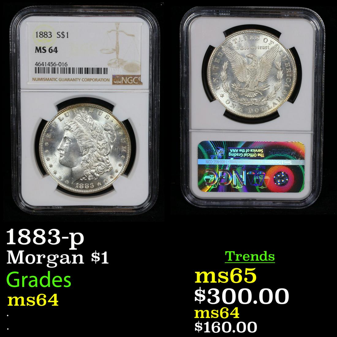 NGC 1883-p Morgan Dollar $1 Graded ms64 By NGC (1 of 3)