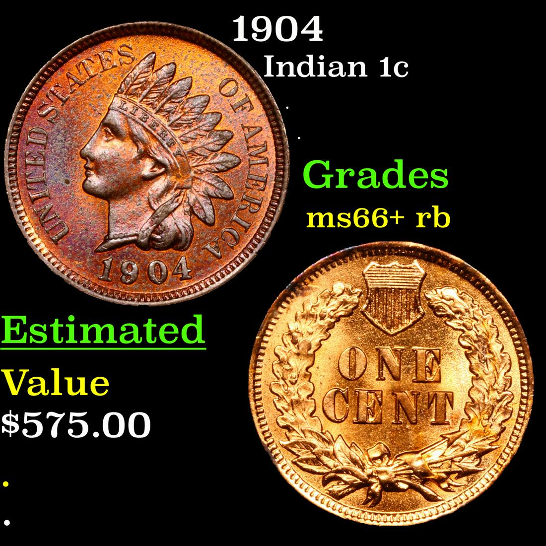 1904 Indian Cent 1c Grades GEM++ RB (1 of 3)