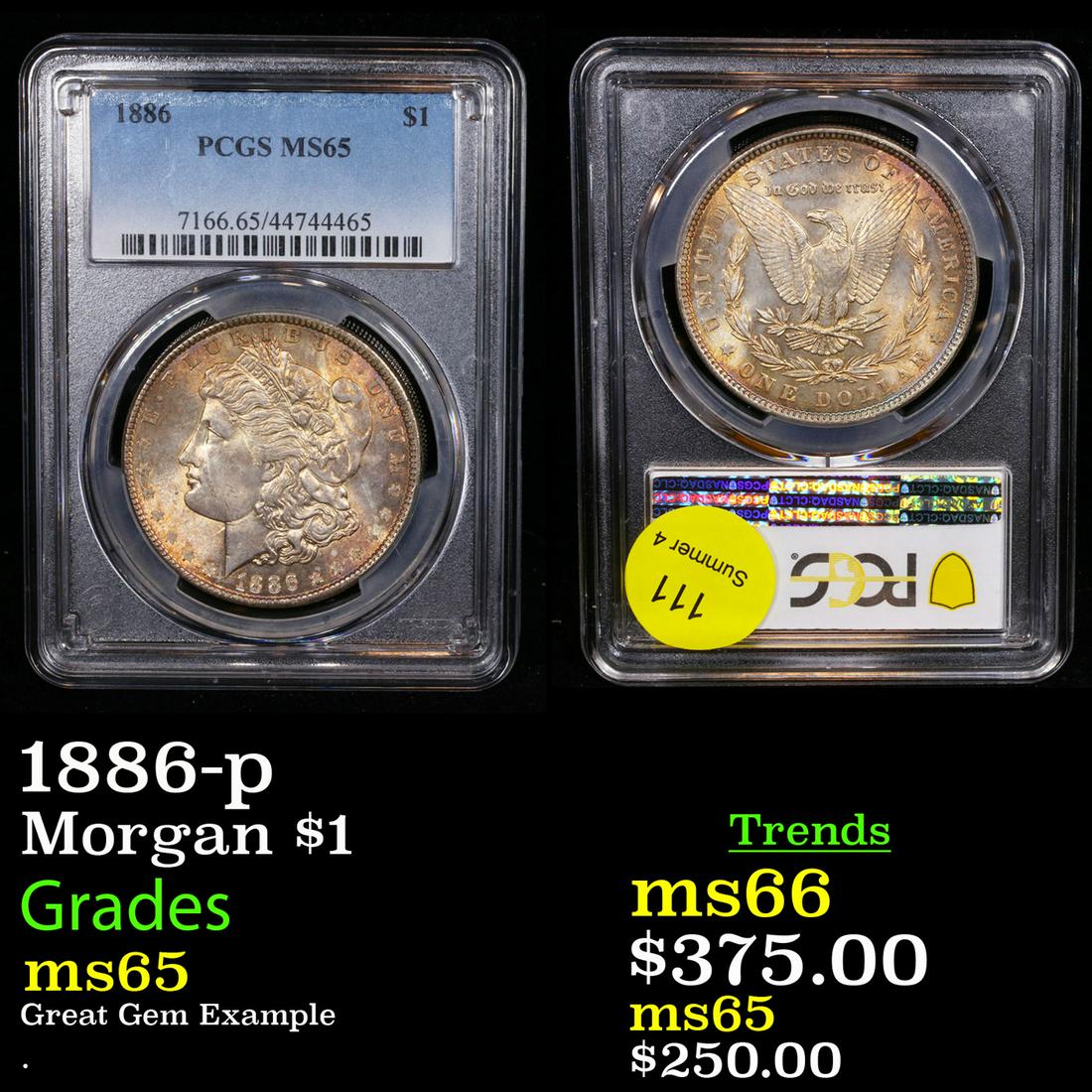 PCGS 1886-p Morgan Dollar $1 Graded ms65 By PCGS (1 of 3)