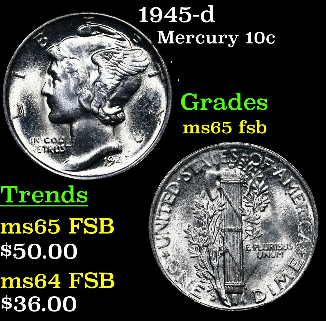 1945-d Mercury Dime 10c Grades GEM FSB (1 of 3)