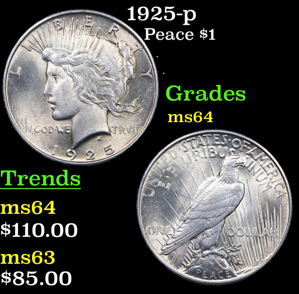 1925-p Peace Dollar $1 Grades Choice Unc (1 of 3)