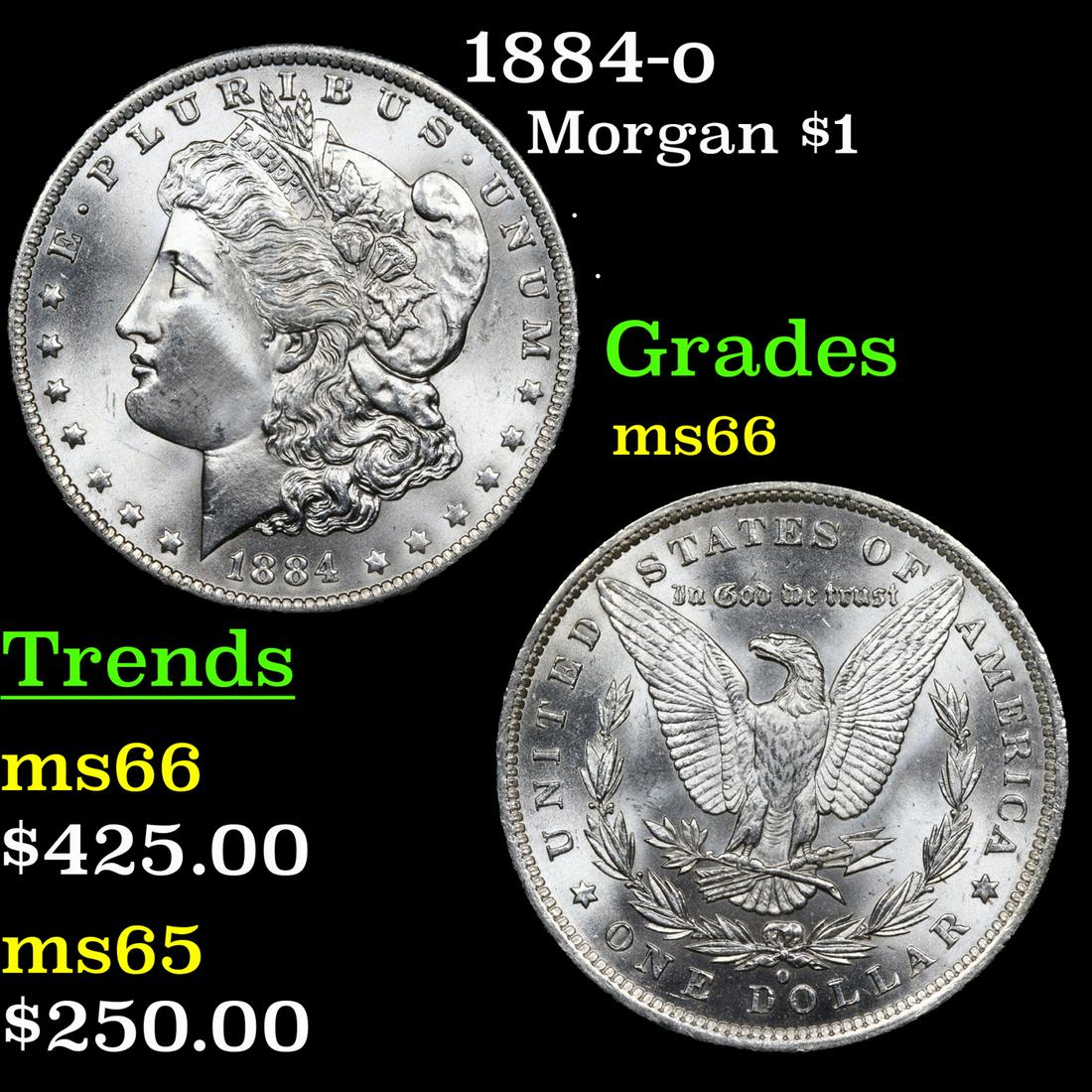 1884-o Morgan Dollar $1 Grades GEM+ Unc (1 of 3)