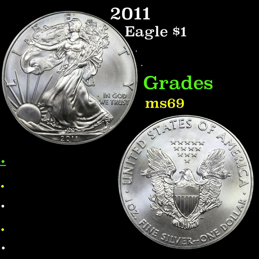2011 Silver Eagle Dollar $1 Grades ms69 (1 of 3)