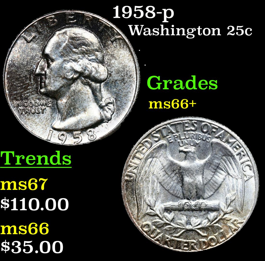 1958-p Washington Quarter 25c Grades GEM++ Unc (1 of 3)