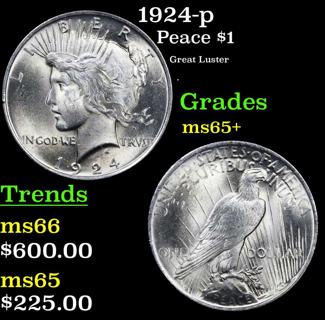 1924-p Peace Dollar $1 Grades GEM+ Unc (1 of 3)