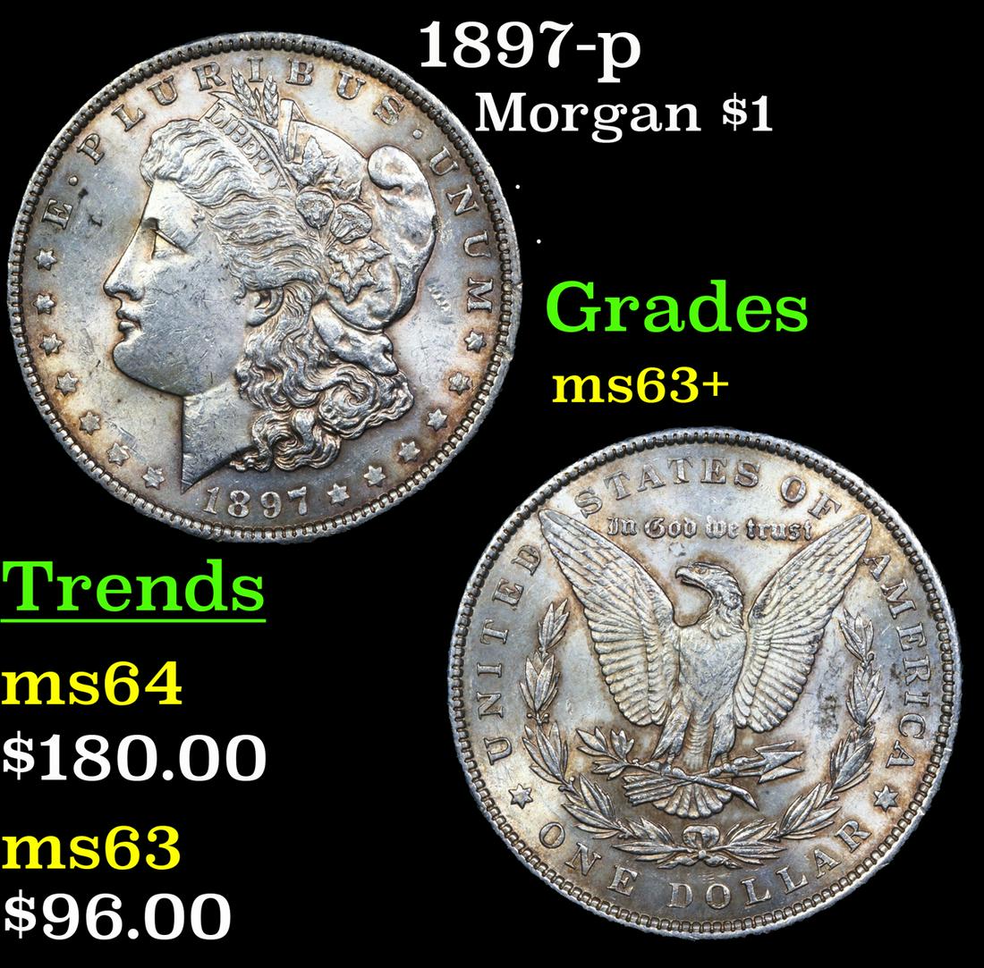 1897-p Morgan Dollar $1 Grades Select+ Unc (1 of 3)