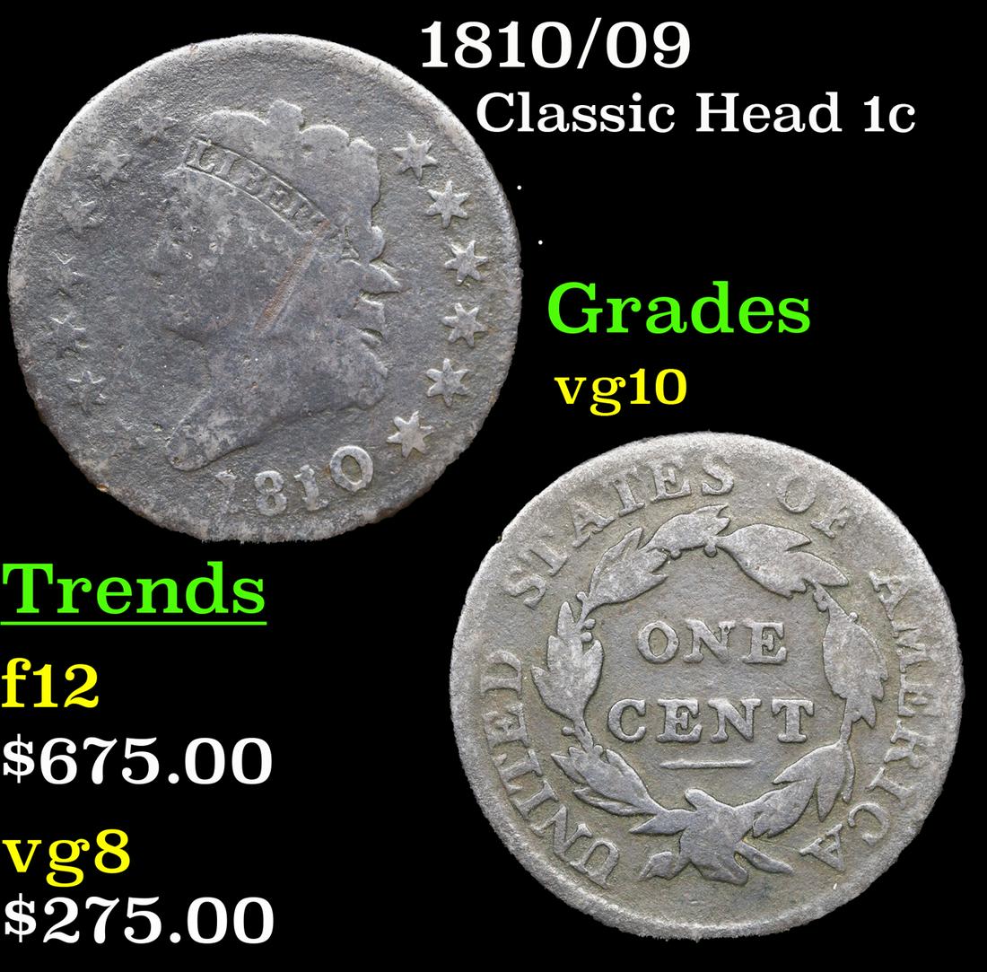 1810/09 Classic Head Large Cent 1c Grades vg+ (1 of 3)