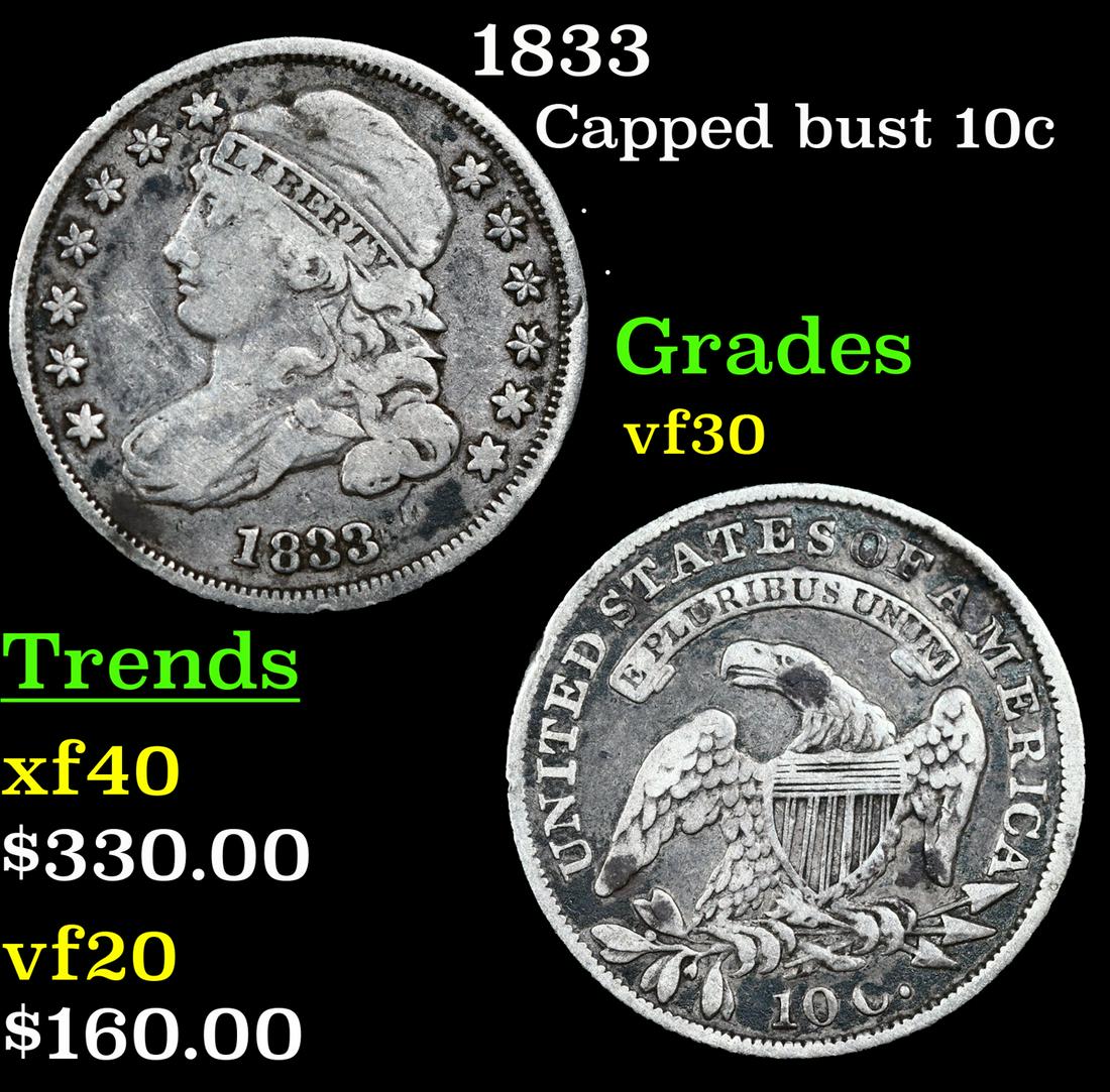 1833 Capped Bust Dime 10c Grades vf++ (1 of 3)