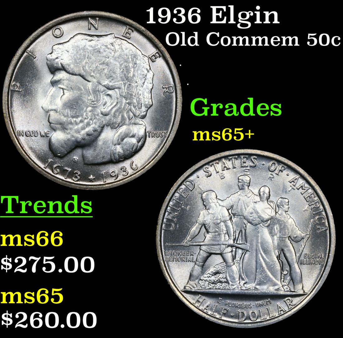 1936 Elgin Old Commem Half Dollar 50c Grades GEM+ Unc (1 of 3)