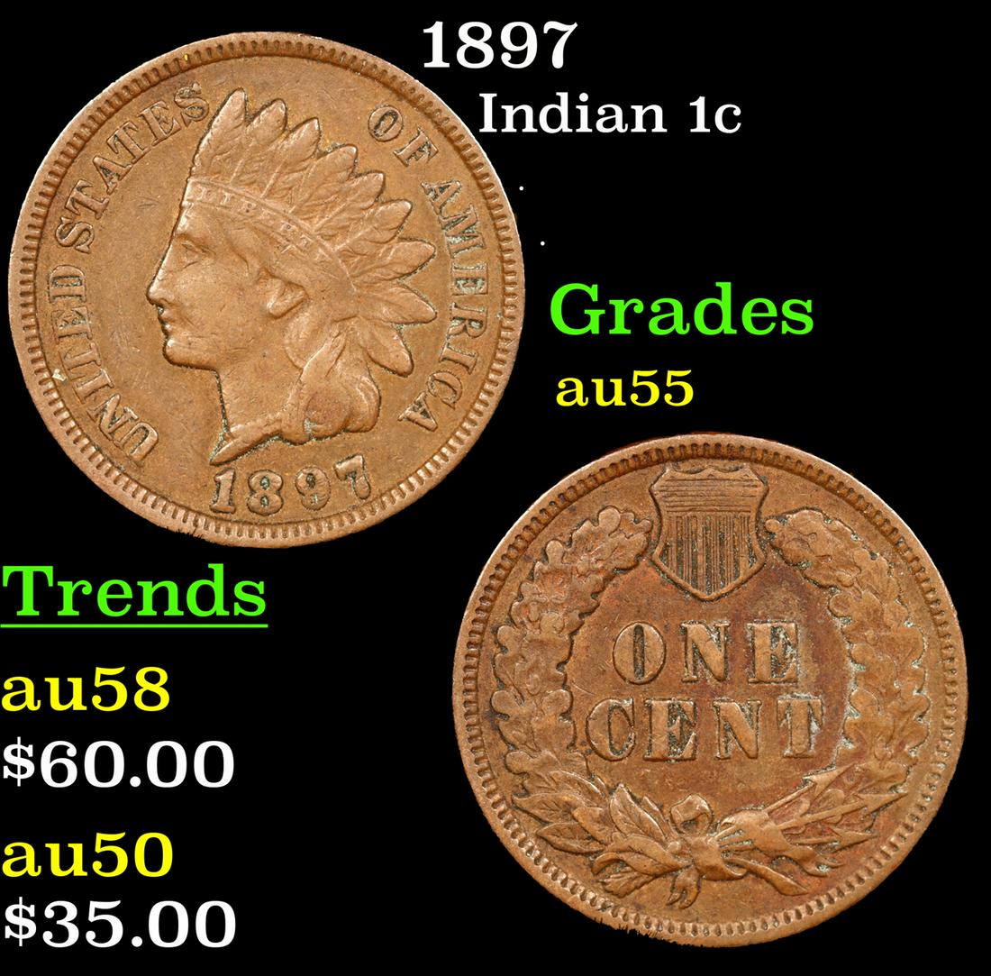 1897 Indian Cent 1c Grades Choice AU (1 of 3)