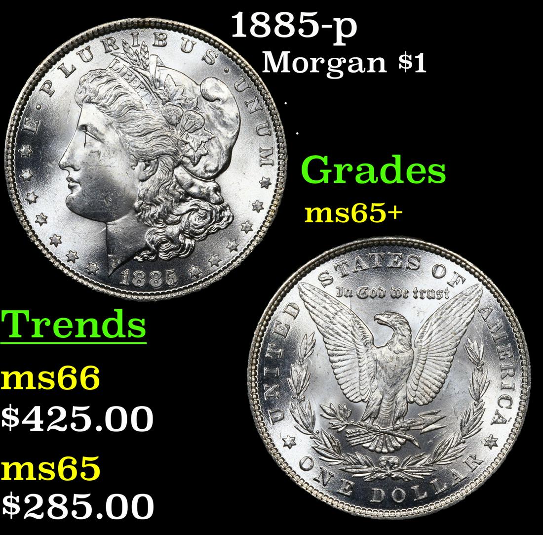 1885-p Morgan Dollar $1 Grades GEM+ Unc (1 of 3)