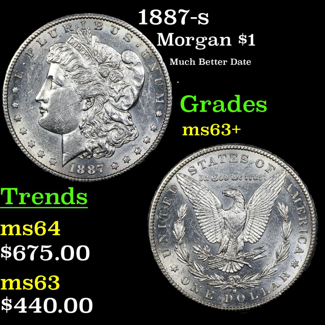 1887-s Morgan Dollar $1 Grades Select+ Unc (1 of 3)
