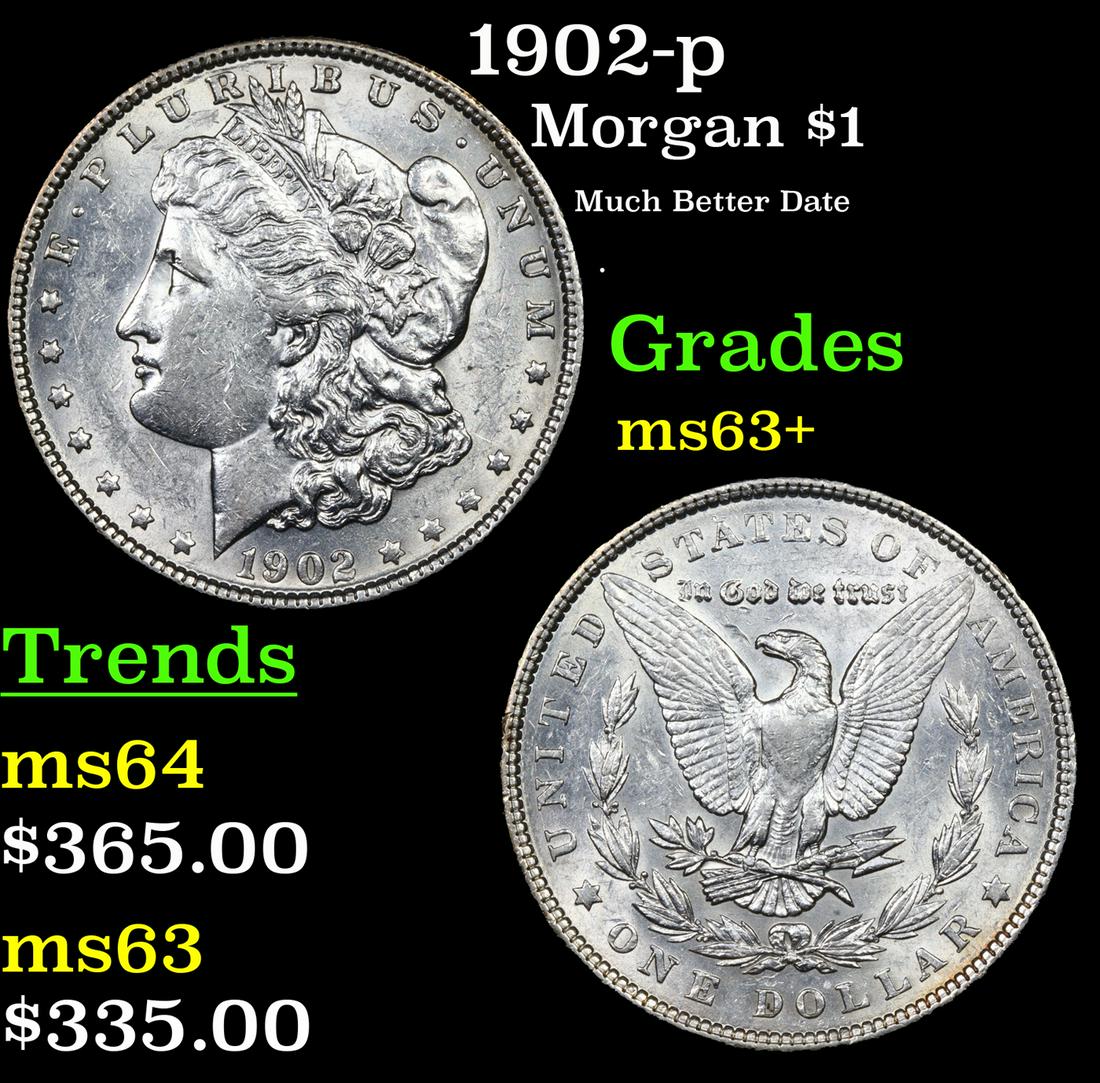 1902-p Morgan Dollar $1 Grades Select+ Unc (1 of 3)