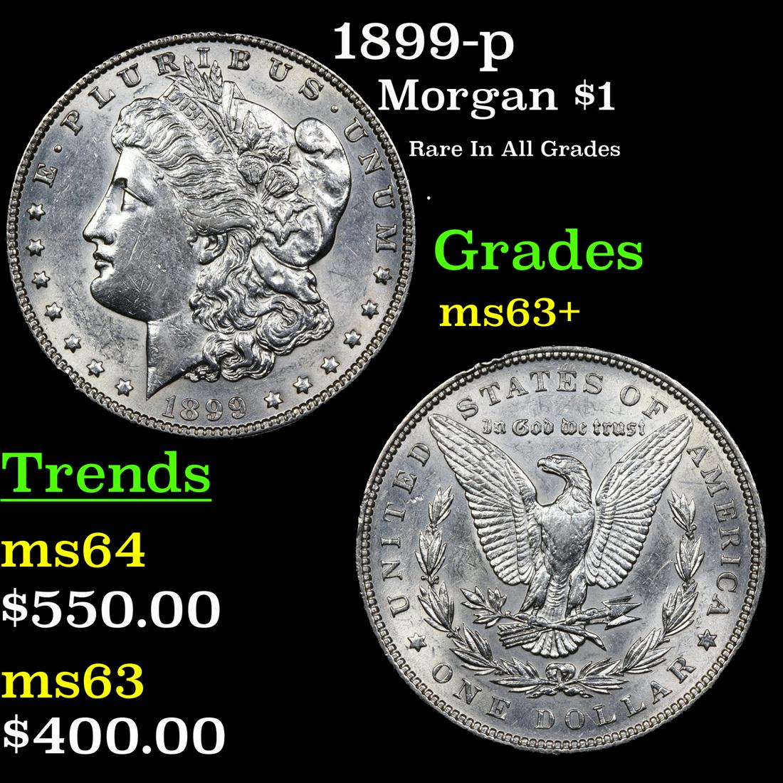 1899-p Morgan Dollar $1 Grades Select+ Unc (1 of 3)