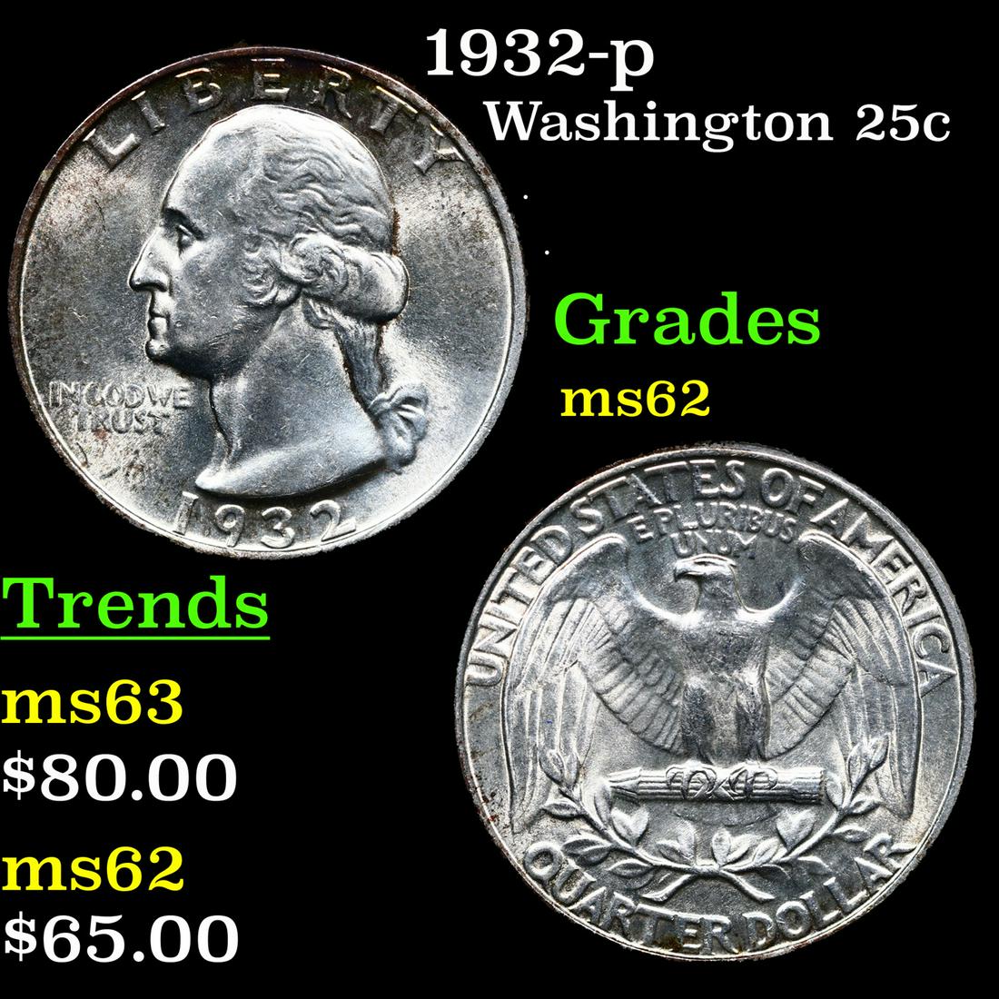 1932-p Washington Quarter 25c Grades Select Unc (1 of 3)