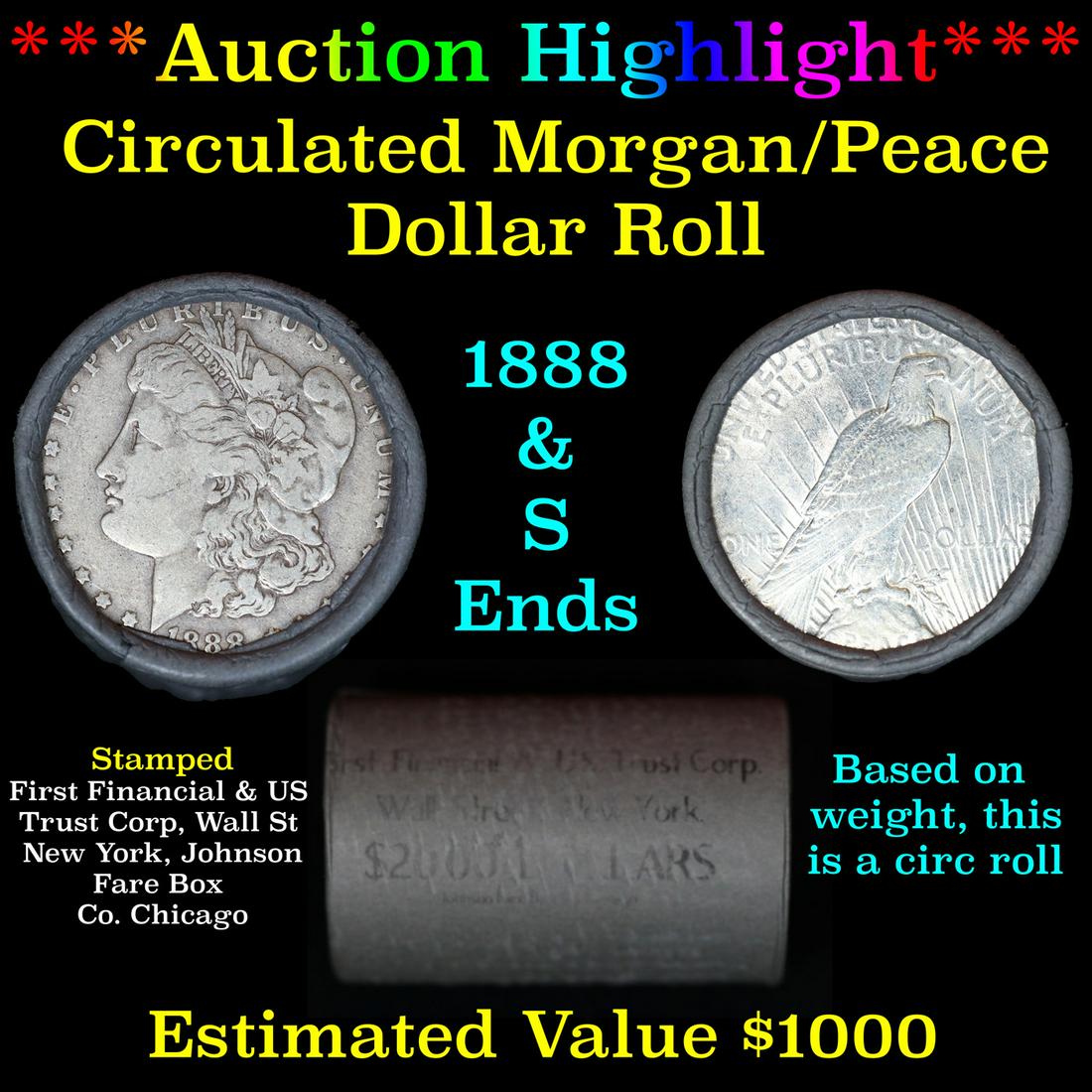 ***Auction Highlight***  First Financial Shotgun 1888 & 'S' Ends Mixed Morgan/Peace Silver dollar (1 of 4)
