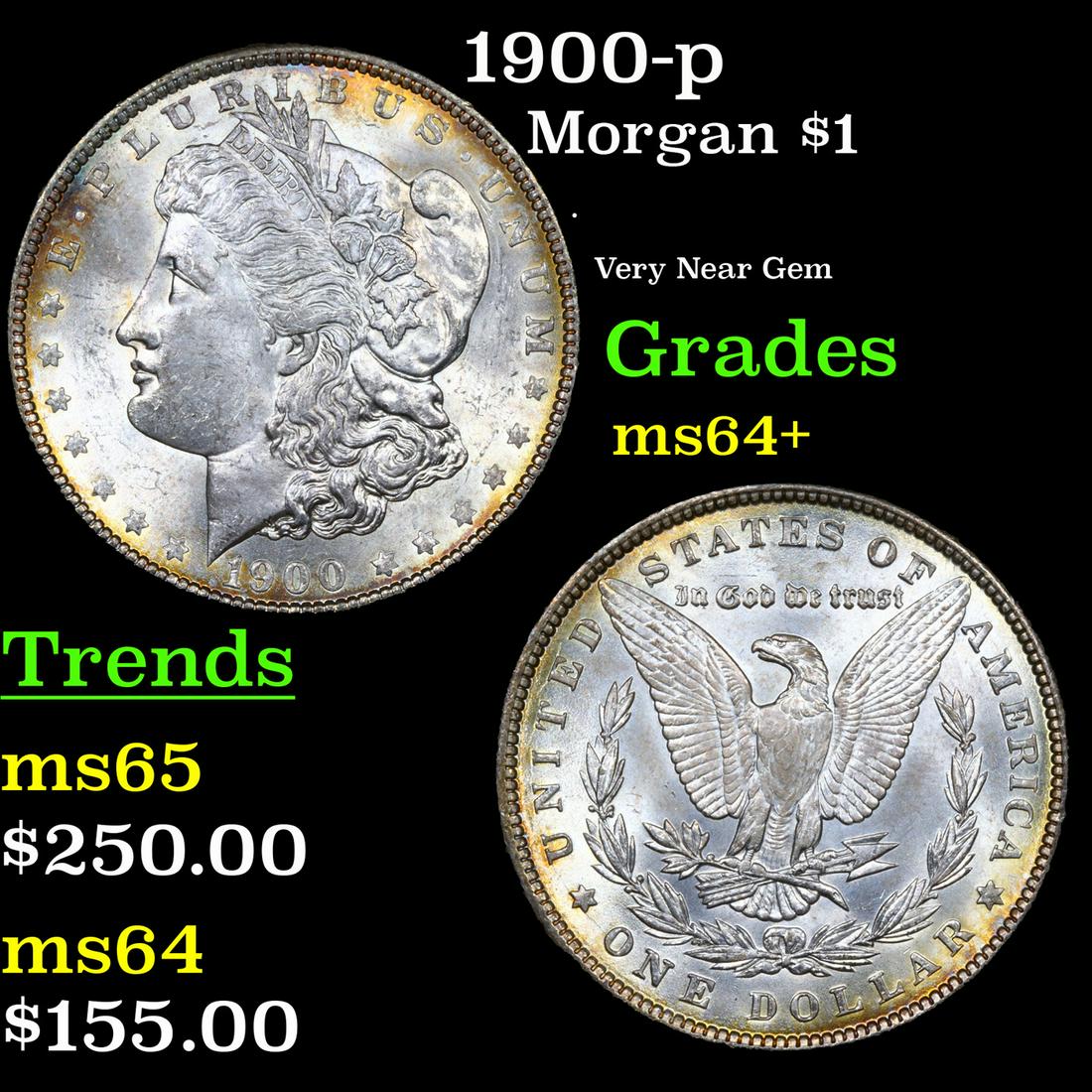 1900-p Morgan Dollar $1 Grades Choice+ Unc (1 of 3)