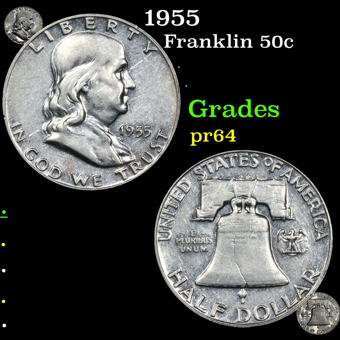 Proof 1955 Franklin Half Dollar 50c Grades Choice Proof (1 of 7)