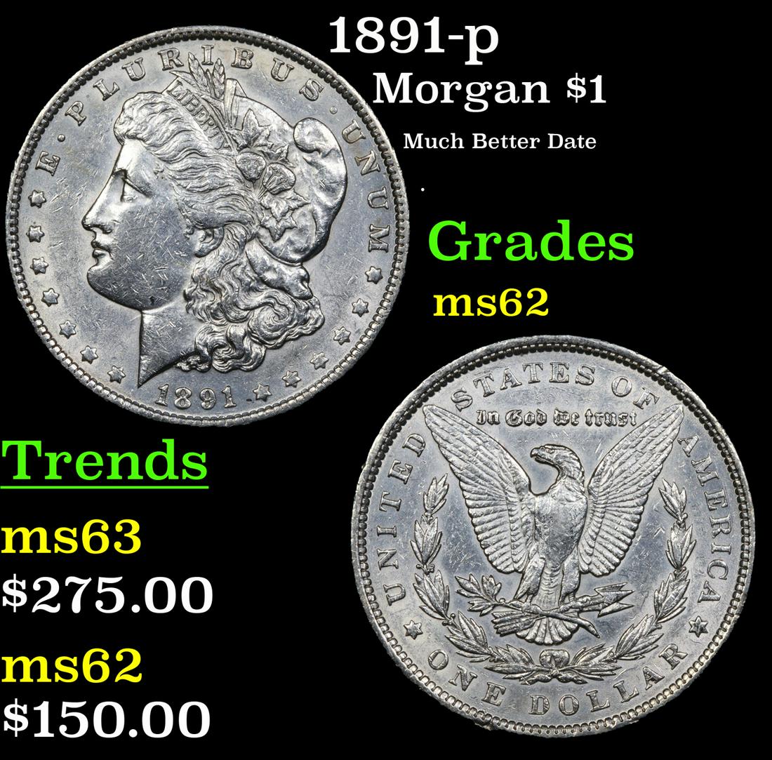 1891-p Morgan Dollar $1 Grades Select Unc (1 of 3)