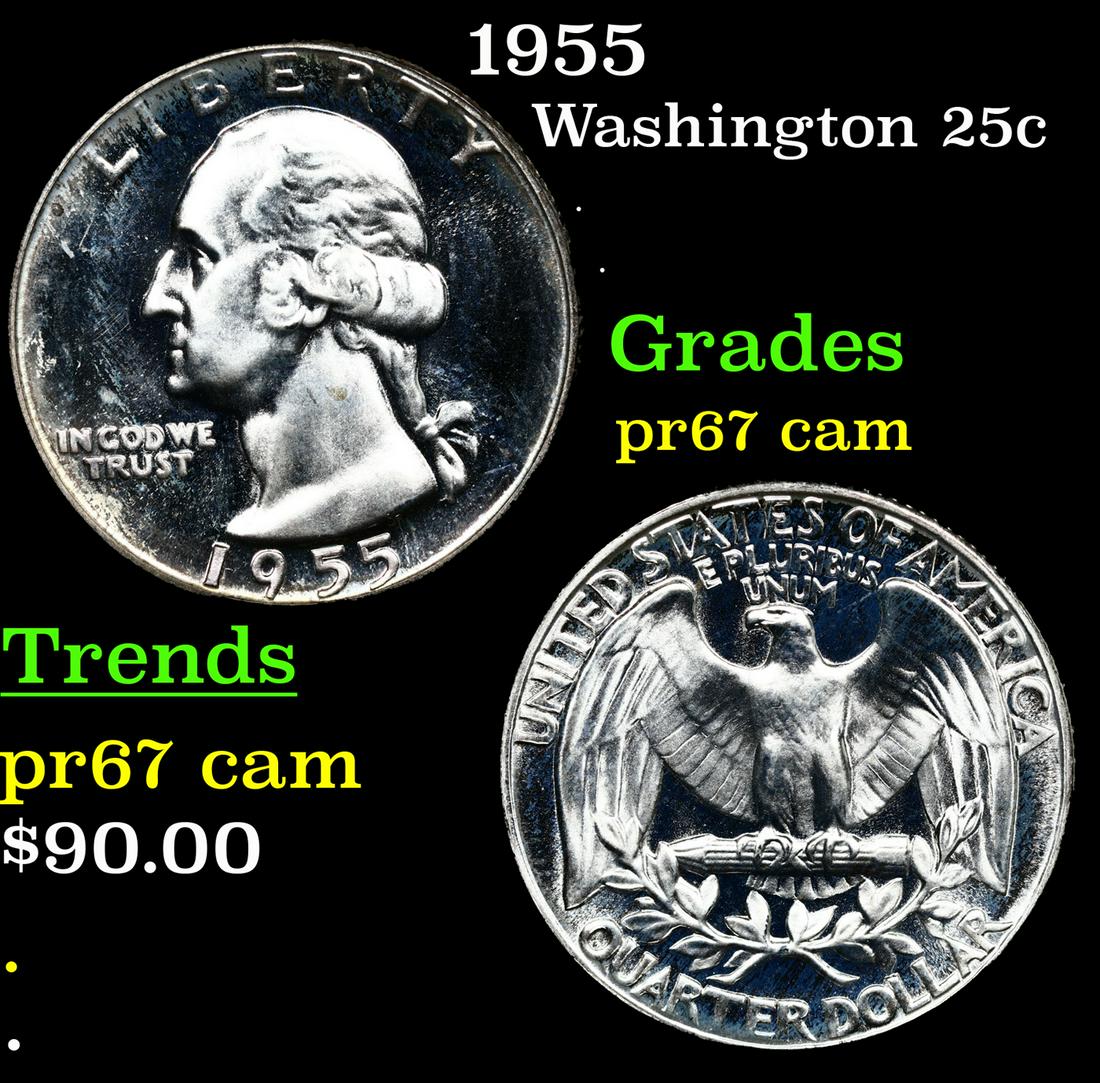 Proof 1955 Washington Quarter 25c Grades GEM++ Proof Cameo (1 of 3)