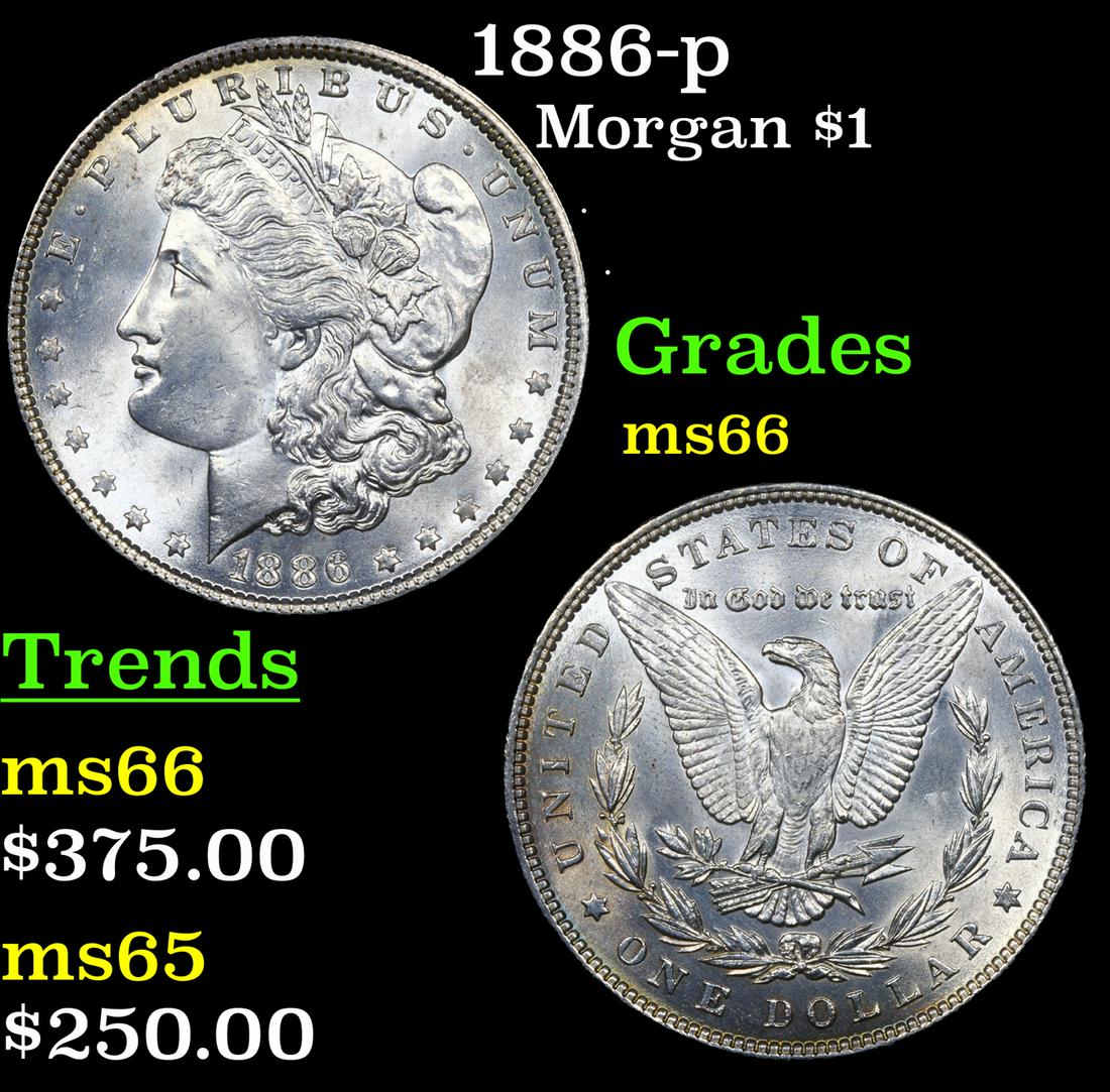 1886-p Morgan Dollar $1 Grades GEM+ Unc (1 of 3)
