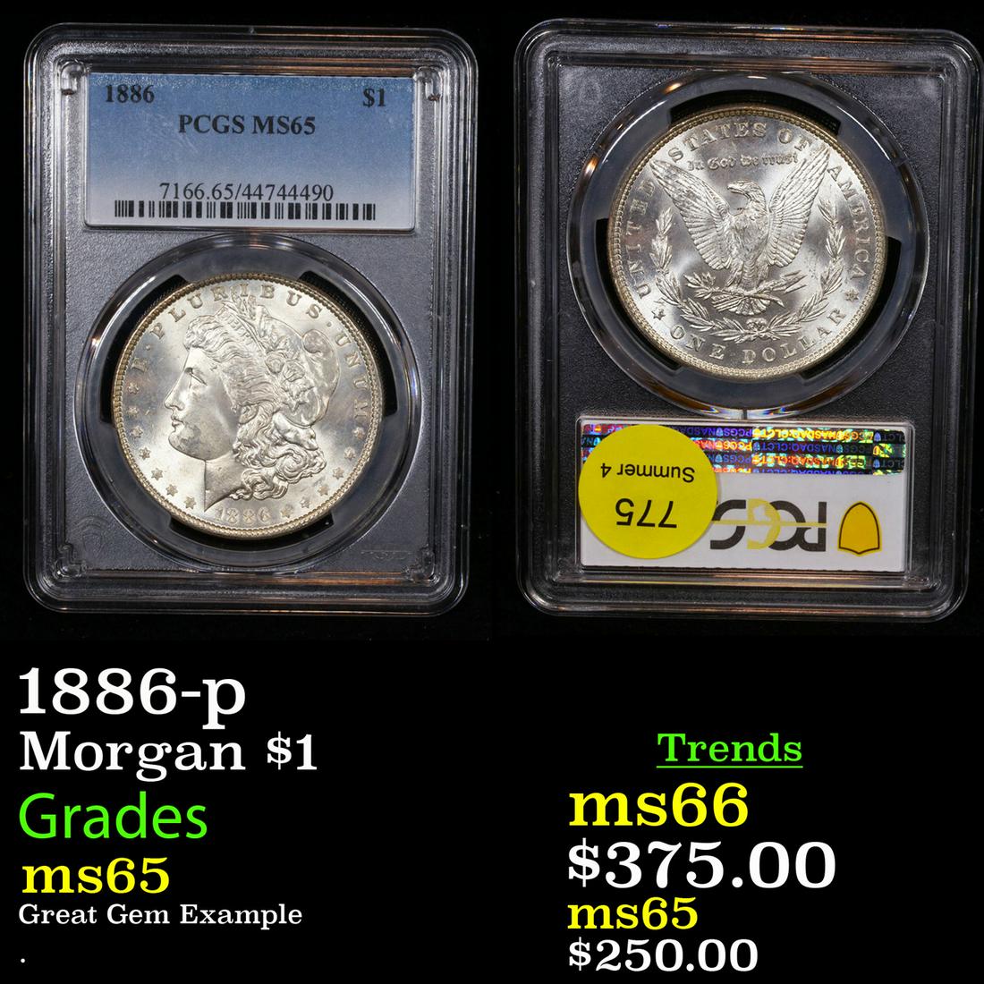 PCGS 1886-p Morgan Dollar $1 Graded ms65 By PCGS (1 of 3)