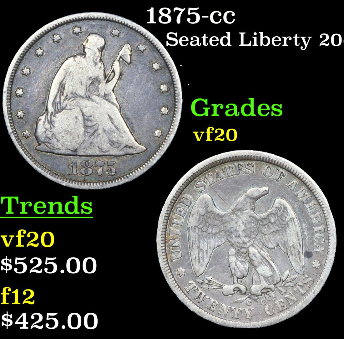 1875-cc Twenty Cent Piece 20c Grades vf, very fine (1 of 3)