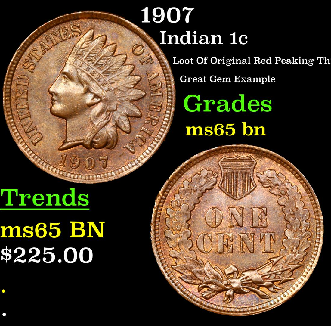 1907 Indian Cent 1c Graded ms65 bn By SEGS (1 of 5)